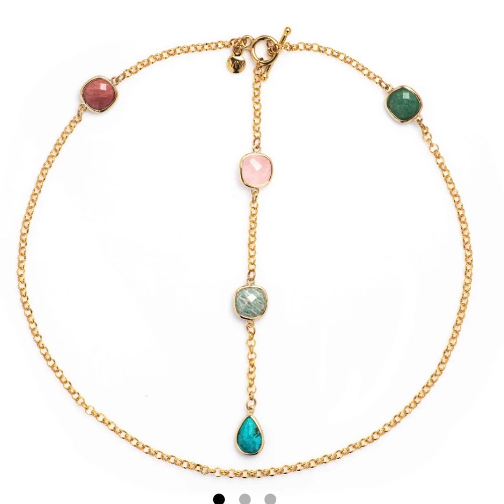 Mayamar lariat Gold Necklace with‎ Multicolor Gemstones